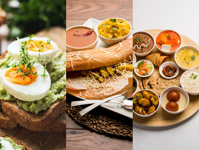 a collage of different foods including bread, eggs, and vegetables